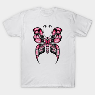 Pink and Black Haida Spirit Butterfly T-Shirt